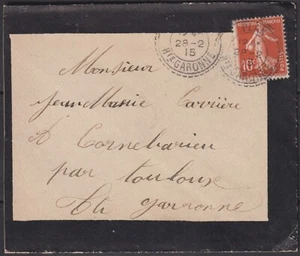 FRANKREICH: Haute Garonne / Postbote Box PLAN auf Brief von 1915 - Bild 1 von 1