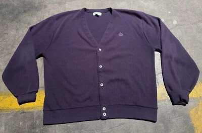 Vintage Izod Purple V Neck Preppy Sweater 100% Acrylic Tennis Golf Mens XL - Изображение 1 из 4
