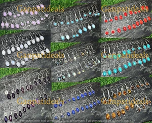 Turquoise & Mix Gemstone Earrings Wholesale Lots 925 Silver Plated Jewelry - Picture 1 of 16