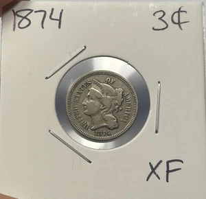 1874 3 Cent Coin Nickel - Picture 1 of 2