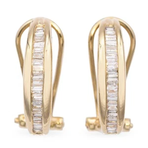 Pendientes Omega Semi-Aro Diamantes Vintage Oro Amarillo 14k 0.50tcw - Imagen 1 de 5