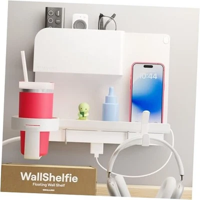 Organizador de pared de cabecera WallShelfie - Decoración de habitación, dormitorio esencial, blanco Foto 1 de 4