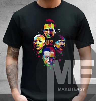 T-shirt U2 tour band nera unisex maglietta fan regalo - Immagine 1 di 4