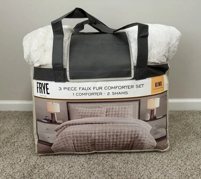 Juego de edredón de piel sintética FRYE 3 piezas - tamaño king - beige Foto 1 de 4