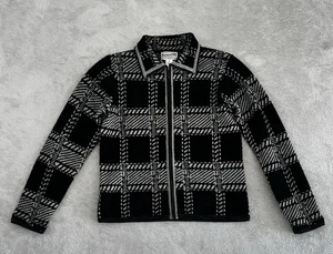 Pendleton Women’s PS Gray Black Plaid 100% Virgin Merino Wool Full Zip Jacket - Picture 1 of 3