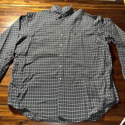 Ralph Lauren Button Down Shirt Mens XXL Blue Blake Flannel Plaid Collared Pony - Image 1 of 4