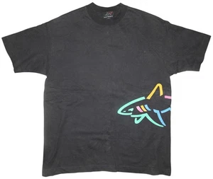 Vintage Greg Norman T-Shirt schwarz Big Shark Logo Grafik Herren Large Made in USA - Bild 1 von 7