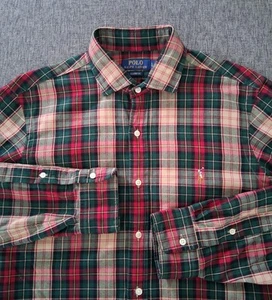 Polo Ralph Lauren Classic Fit Plaid Oxford Button Down Shirt Mens Size Large - Picture 1 of 9