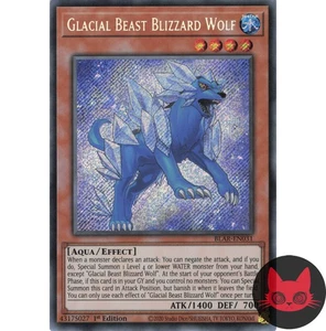 Yugioh Glacial Beast Blizzard Wolf BLAR-EN031 Secret Rare 1st Edition NM - Picture 1 of 2