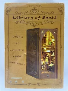 DIY Library of Books 3D Wooden Puzzle LED Light Model Kit Bookend SL-06-A - Picture 1 of 6