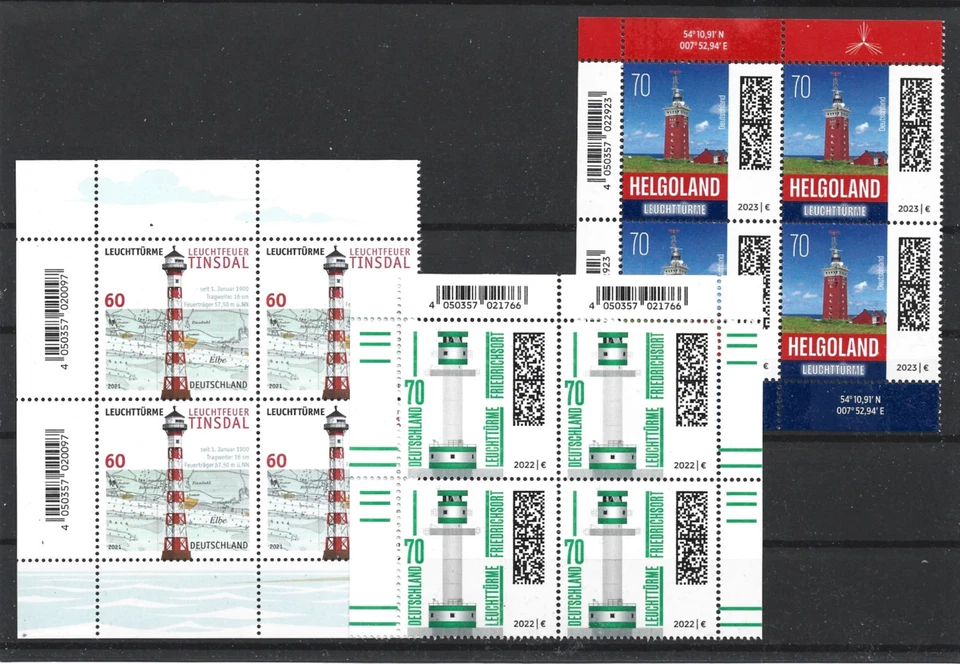 Germany 2021, 2022, 2023 Lighthouses in Blocks of Four MNH ! - Image 1 of 1
