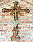 Antique French Cast Iron Field Cross Garden Crucifix 50