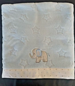 Little Me Blue White Elephant Polka Dot Stars Baby Blanket - Picture 1 of 4