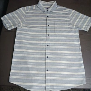 Camisa Patagonia Manga Corta Azul Rayas Tejido Algodón Abotonada Para Hombre Mediana - Imagen 1 de 16