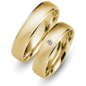 1 Paar Trauringe 585 Gold Gelbgold Brillant 0,02 ct Eheringe inkl. Gravur + Etui - Bild 1 von 4