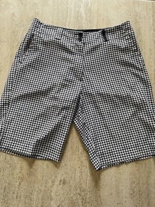 Nike Golf Damen 10 Fit Dry schwarz & weiß Fischgrät Shorts Golfer sportlich - Bild 1 von 11