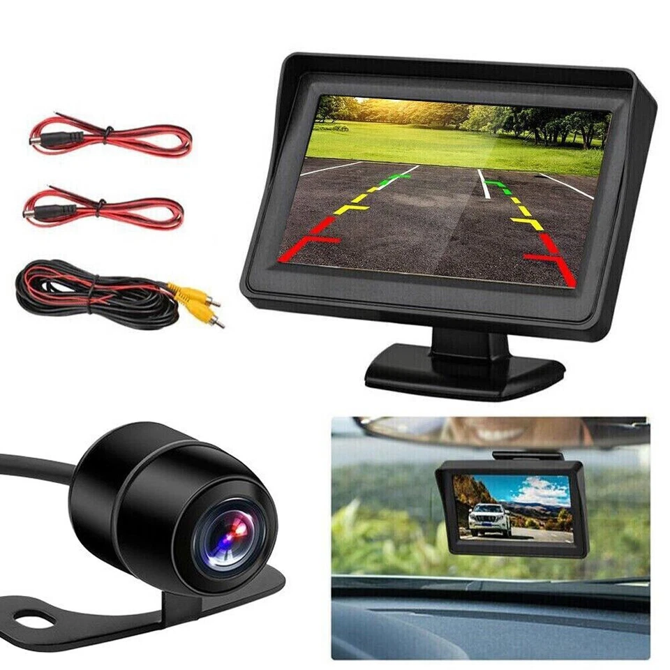 4.3'' Car Monitor Mini Night Vision Reverse Camera Backup Rear View Parking Kit - Image 1 of 4