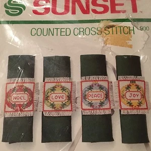 Cross Stitch Kit ~ Sunset Christmas Napkin Holders Napkin Ring Noel Love #900 - Picture 1 of 3