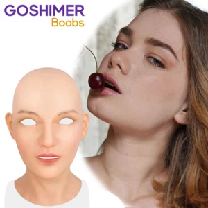 Silicone Realistic Female Face Mask Crossdresser Head Mask For women For Cosplay - Picture 1 of 28