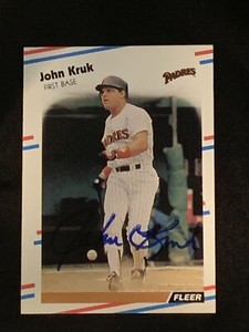 John Kruk San Diego Padres Signed Auto 1988 Fleer Card #589 ~ COA