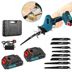 2 Battries 21V Reciprocating Saw Cordless Hand Saw Electric Wood Metal Cutter UK - Picture 1 of 11