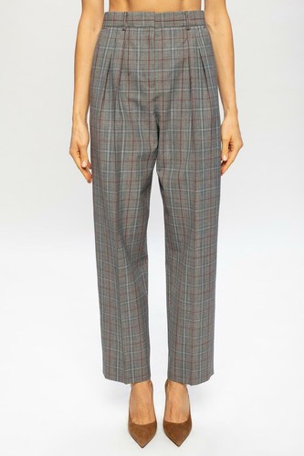 Pantaloni Tory Burch nuovi con etichette $448 pantaloni a quadri misto lana grigio tropicale taglia 2 RARI