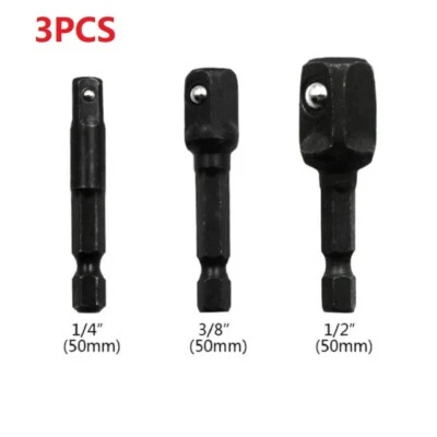 Impact Socket Adapter Drive Power Drill Set 3Pcs Magnet Bit Hold 1/4 3/8 1/2 Inc - Image 1 of 4