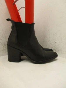 Steve Madden Damen-Stiefeletten schwarz Leder spitz zulaufend hoher klobiger Absatz Größe 6 - Bild 1 von 13