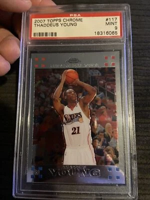 2007 Topps Chrome #117 Thaddeus Young PSA 9 Rookie Card Pop 2 W Only 1 Higher - Image 1 of 2