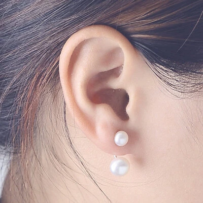 Argento Sterling Duet Rotondo Naturale Acque Dolci Perle Giacca Goccia Orecchini - Immagine 1 di 4