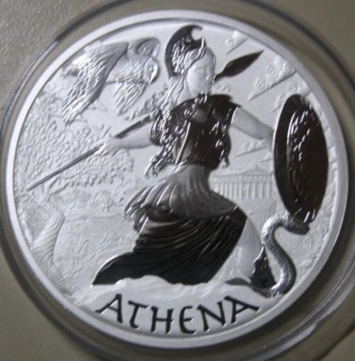 Tuvalu 5 Dollari 2022 "Dèi Dell'Olimpo" - "Atena" Argento 5 Oz ST-BU #F5955 - Immagine 1 di 4