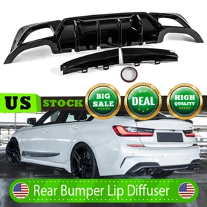 For 2019-22 BMW 3 Series G20 M Sport Rear Diffuser Bumper Splitter Gloss Black - Picture 1 of 10