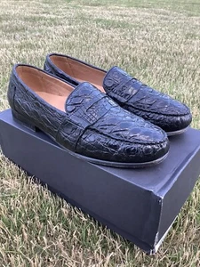 Alan Payne Halbschuhe Franco Crocodile schwarz Größe 11 Alligator Schuhe - Bild 1 von 12