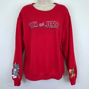 Tom and Jerry Graphic Print Red Sweatshirt Crew Neck Long Sleeve Juniors S 3-5 - Picture 1 of 7