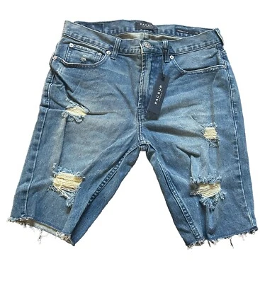 PacSun Men’s Skinniest Dark Indigo Distressed Blue Shorts 32 New - Image 1 of 2