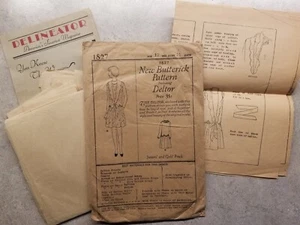 COMPLETE Vintage 1920s Sewing Butterick Pattern #1827 Age 12 Bust 29 Frock Dress - Picture 1 of 4