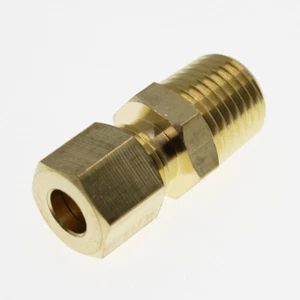 1Pcs Brass Compression Fitting Male Connector 1/4 "OD x 1/4" Tube OD X NPT - Picture 1 of 3