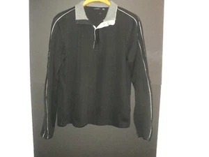 Camisa polo Hugo Boss para hombre talla M negra y gris manga larga ajuste regular - Imagen 1 de 8