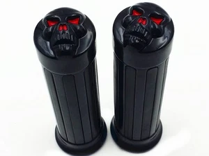 1 "Noir SKULL Guidon Grip Pour Harley XL Old School Café Racer Vintage - Picture 1 of 6