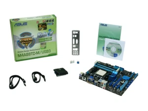ASUS M4A88TD-M/USB3 AMD 880G Socket AM3 SATA 6Gb/s USB 3.0 mATX Motherboard - Picture 1 of 7