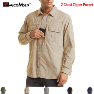 Mens Atheletic Shirt Long Sleeve Fast Drying Training Shirt Work Hiking Tops Man - Picture 1 of 59
