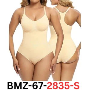 SHAPERX Women's Bodysuit Tummy Control Racerback Seamless Shapewear, Beige, L/XL - Picture 1 of 7