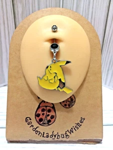 Scratching Pikachu Pokemon Enamel Dangle Belly Button Naval Ring Body Jewelry - Picture 1 of 1