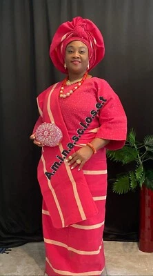 JUEGO DE ENVOLTURA Y BUBBA ASO OKE PARA MUJER NIGERIANA ASO EBI VESTIDO DE MADRE DE NOVIA/NOVIO Foto 1 de 3