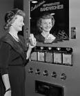 Woman At Sandwich Vending Machine Chicago 1950 OLD PHOTO