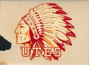University of Utah ORIGINAL 1940's College Decal vtg NCAA Utes Chief - Picture 1 of 1