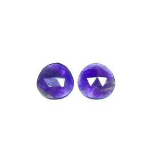 Natural Amethyst Pair Gemstone, Rose Cut Amethyst For Earrings Matching Pair. - Picture 1 of 6