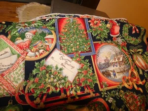 Viktorianische Weihnachtsmann Handarbeit Tischdecke 36 x 41" - Bild 1 von 4