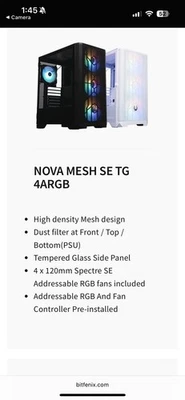 Bit Fenix Nova Mesh SE TG 4ARGB Black ATX Mid Tower PC Case - Image 1 of 4