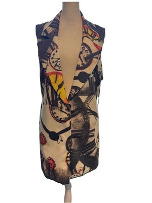 Tesora Moda Clock Face Vest Size Medium NewYear’s Eve 🕰️ - Image 1 of 4